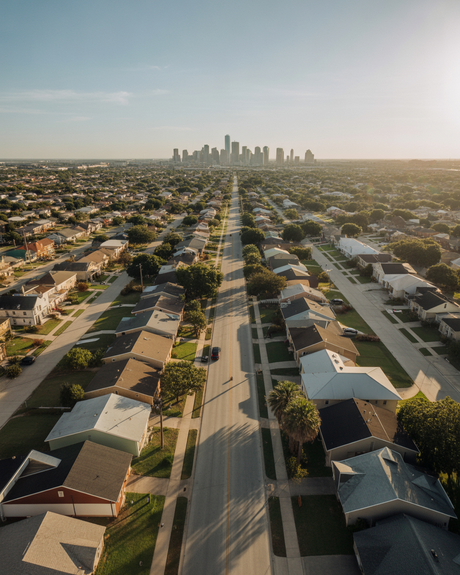 Aerial view of Houston neighborhoods